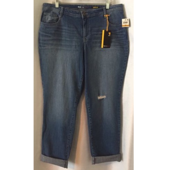 Style & Co. Denim - Style & Co. Blue Jeans Destructed 16W 22W Slim Leg